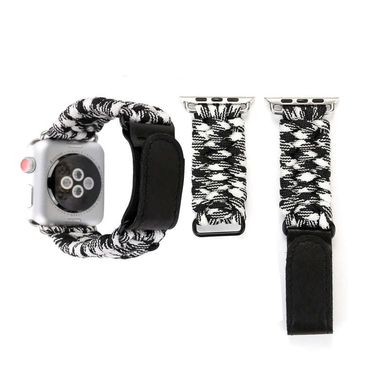 Magic Paste Genuine Leather Umbrella Rope Nylon Wrist Watch Band with Stainless Steel Buckle for ...
