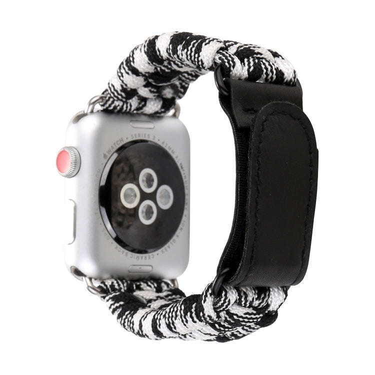 Magic Paste Genuine Leather Umbrella Rope Nylon Wrist Watch Band with Stainless Steel Buckle for ...