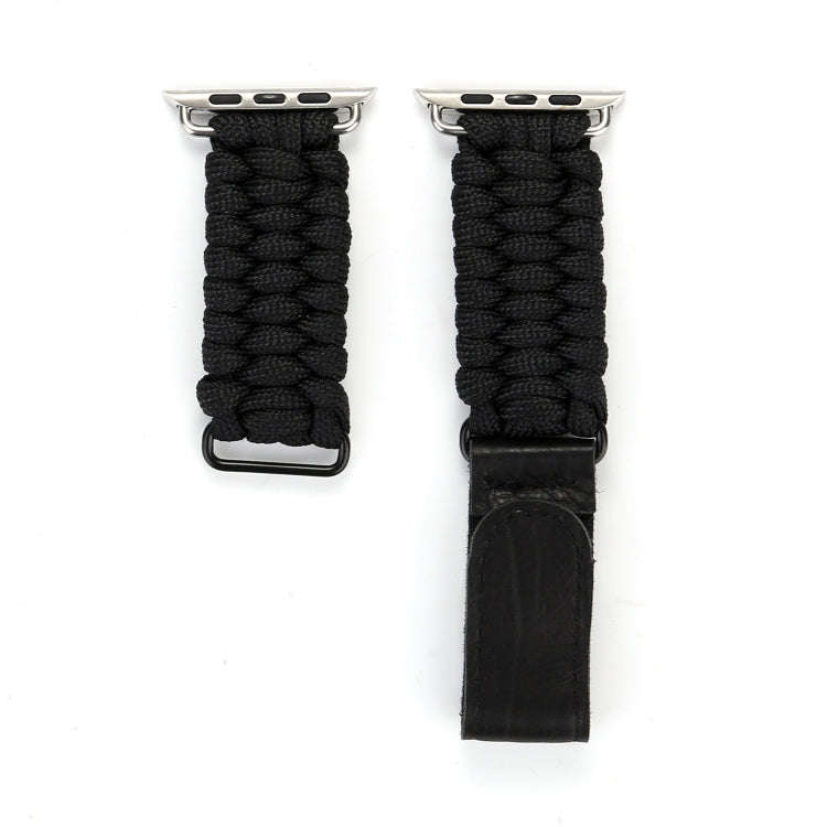 Magic Paste Genuine Leather Umbrella Rope Nylon Wrist Watch Band with Stainless Steel Buckle for ...