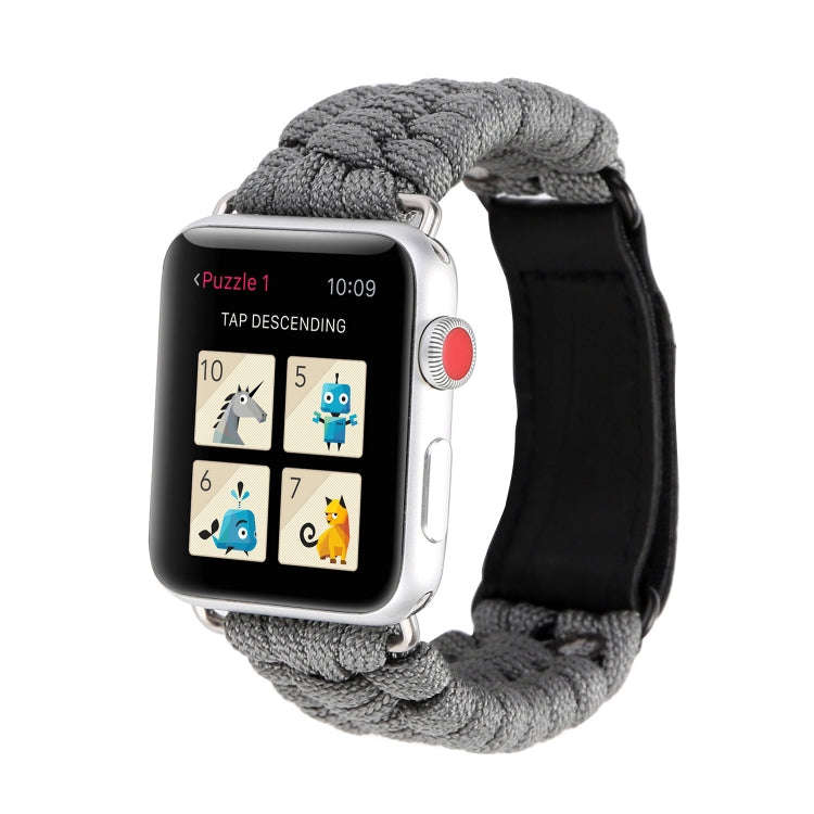 Magic Paste Genuine Leather Umbrella Rope Nylon Wrist Watch Band with Stainless Steel Buckle for ...
