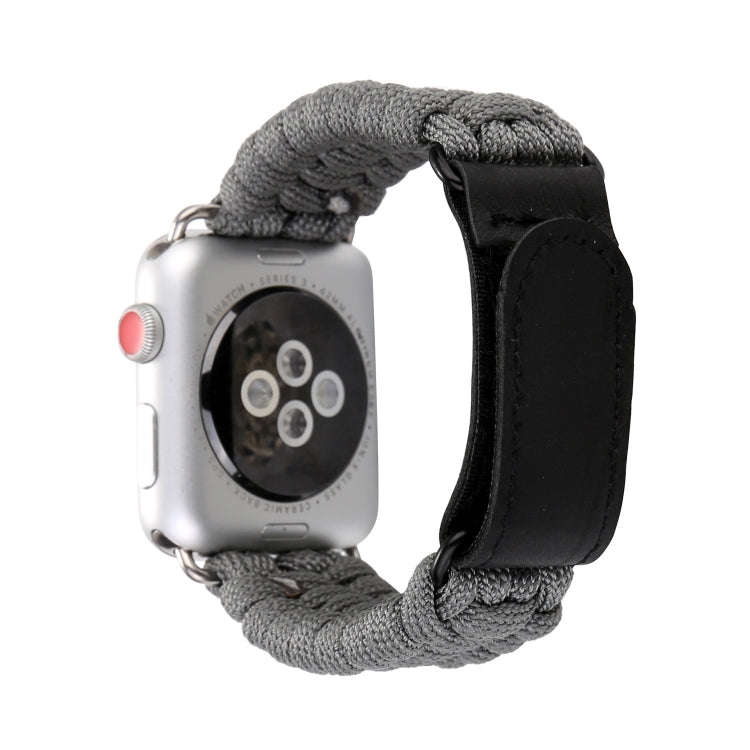 Magic Paste Genuine Leather Umbrella Rope Nylon Wrist Watch Band with Stainless Steel Buckle for ...