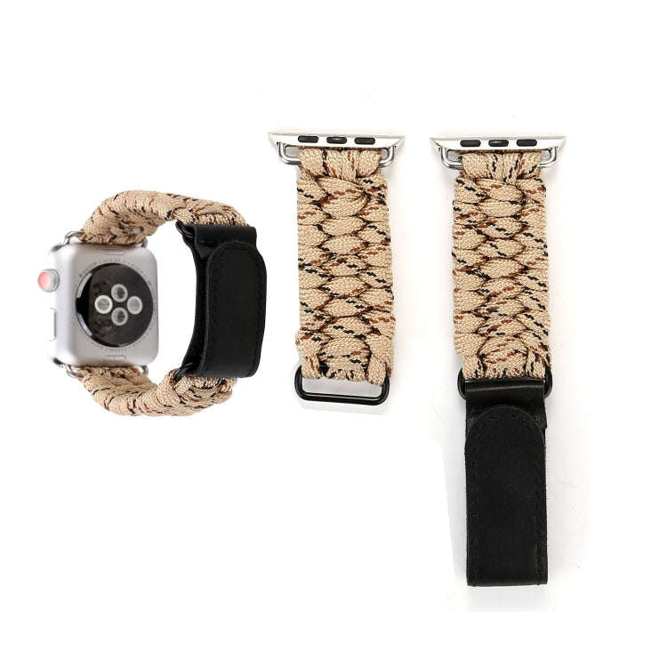 Magic Paste Genuine Leather Umbrella Rope Nylon Wrist Watch Band with Stainless Steel Buckle for ...