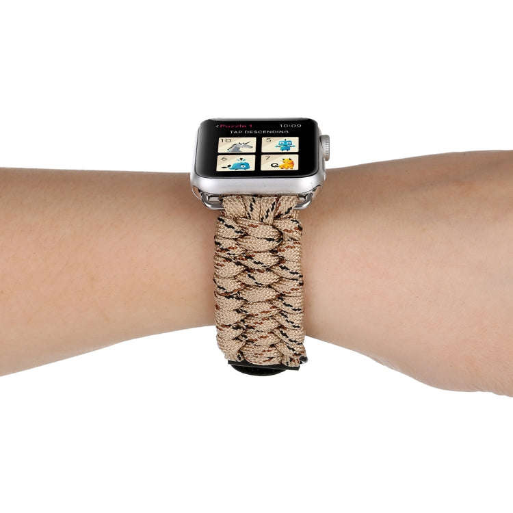 Magic Paste Genuine Leather Umbrella Rope Nylon Wrist Watch Band with Stainless Steel Buckle for ...