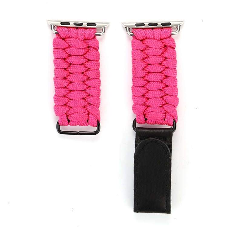Magic Paste Genuine Leather Umbrella Rope Nylon Wrist Watch Band with Stainless Steel Buckle for ...