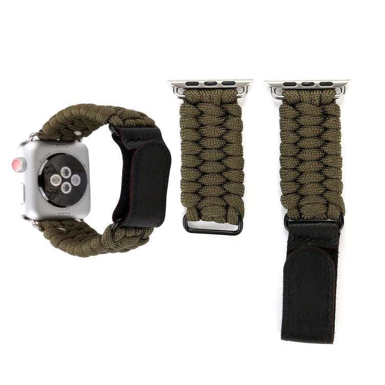 Magic Paste Genuine Leather Umbrella Rope Nylon Wrist Watch Band with Stainless Steel Buckle for ...