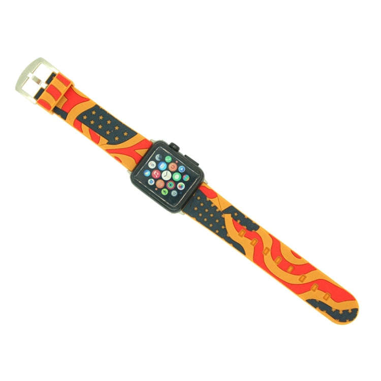 For Apple Watch Series 3 & 2 & 1 42mm Fashion The Old Glory Pattern Silicone Watch Band(Orange)