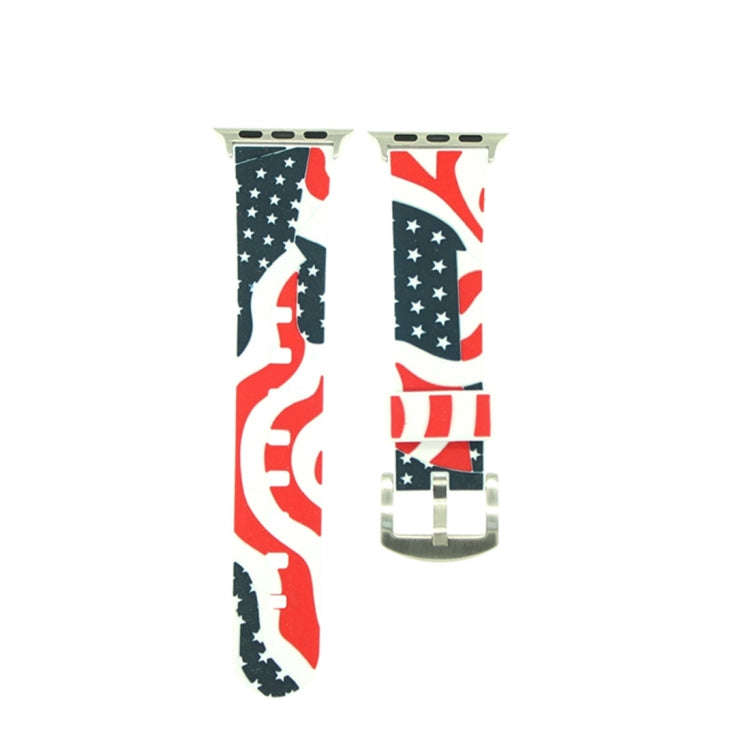 For Apple Watch Series 3 & 2 & 1 42mm Fashion The Old Glory Pattern Silicone Watch Band(White)