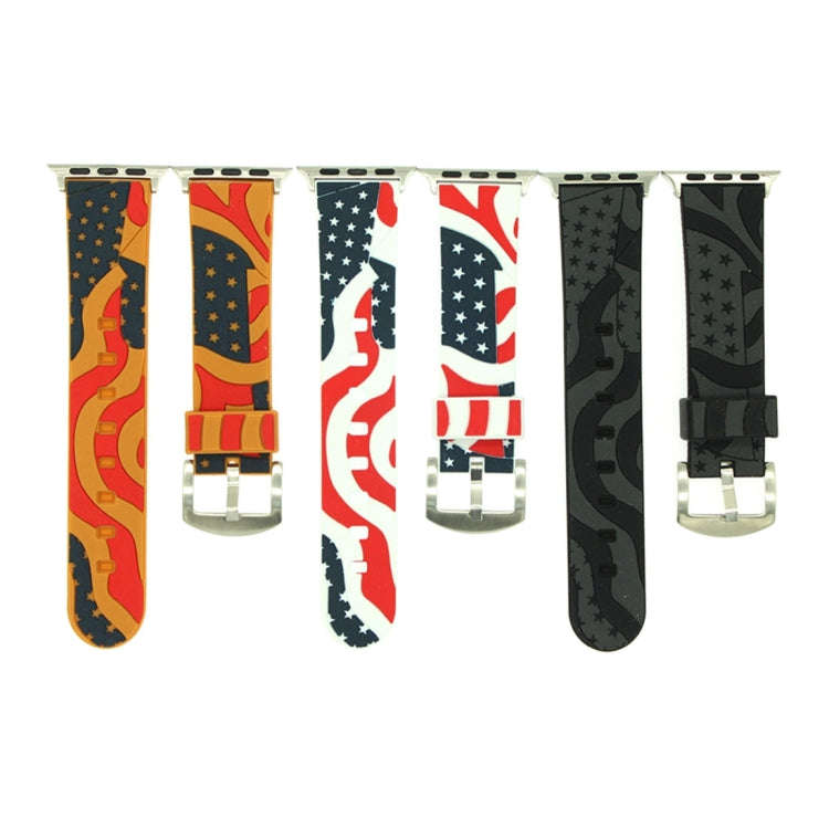 For Apple Watch Series 3 & 2 & 1 42mm Fashion The Old Glory Pattern Silicone Watch Band(Orange)