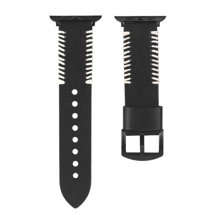DUX DUCIS Fashion Woven Pattern Top-grain Leather Wrist Watch Band for Apple Watch Series 8&7 45m...