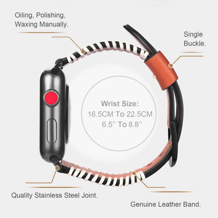 DUX DUCIS Fashion Woven Pattern Top-grain Leather Wrist Watch Band for Apple Watch Series 8&7 45m...
