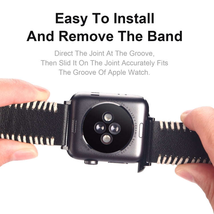 DUX DUCIS Fashion Woven Pattern Top-grain Leather Wrist Watch Band for Apple Watch Series 8&7 45m...