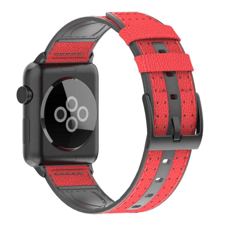 For Apple Watch Series 5 & 4 & 3 & 2 & 1 Universal Silicone Skin + Carbon Fiber Texture Watch Ban...