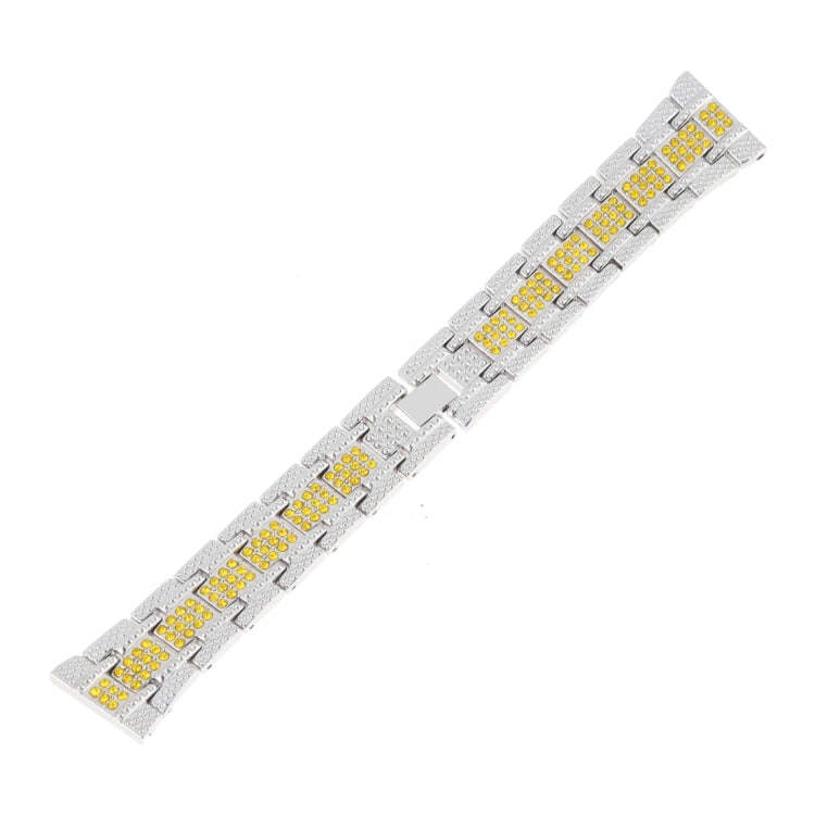 Metal Wrist Strap Watch Band for Samsung Gear S3(Silver Yellow)