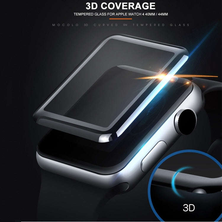 mocolo 0.33mm 9H 3D Round Edge Full Glue Tempered Glass Film for Apple Watch Series 5 & 4 40mm(Bl...