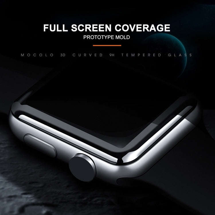 mocolo 0.33mm 9H 3D Round Edge Full Glue Tempered Glass Film for Apple Watch Series 4 44mm (Black)