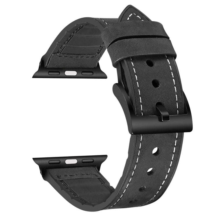 Solid Color TPU + Stainless Steel Watch Band for Apple Watch Series 7 45mm / 6 & SE & 5 & 4 44mm ...