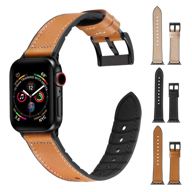 Solid Color TPU + Stainless Steel Watch Band for Apple Watch Series 7 45mm / 6 & SE & 5 & 4 44mm ...