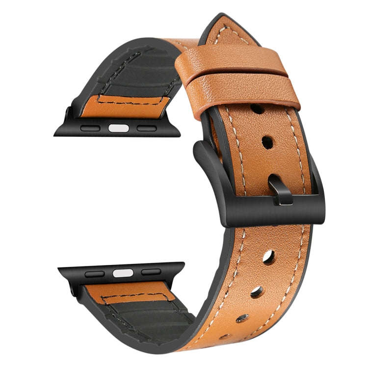 Solid Color TPU + Stainless Steel Watch Band for Apple Watch Series 7 41mm / 6 & SE & 5 & 4 40mm ...