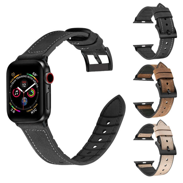 Solid Color TPU + Stainless Steel Watch Band for Apple Watch Series 7 41mm / 6 & SE & 5 & 4 40mm ...