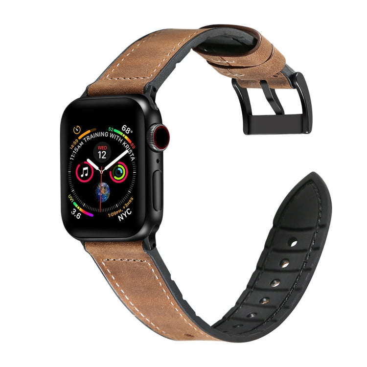 Crazy Horse Texture TPU + Stainless Steel Watch Band for Apple Watch Series 7 41mm / 6 & SE & 5 &...