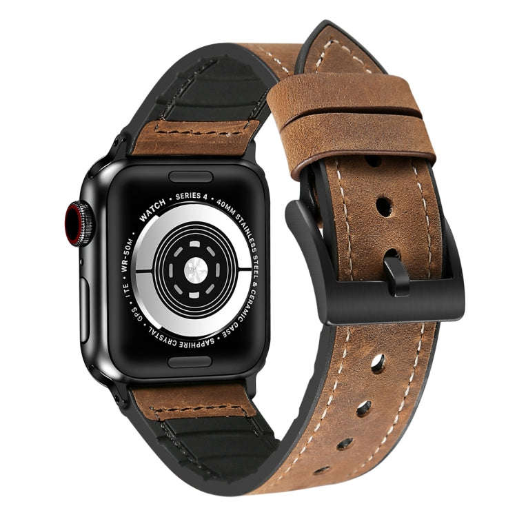 Crazy Horse Texture TPU + Stainless Steel Watch Band for Apple Watch Series 7 41mm / 6 & SE & 5 &...