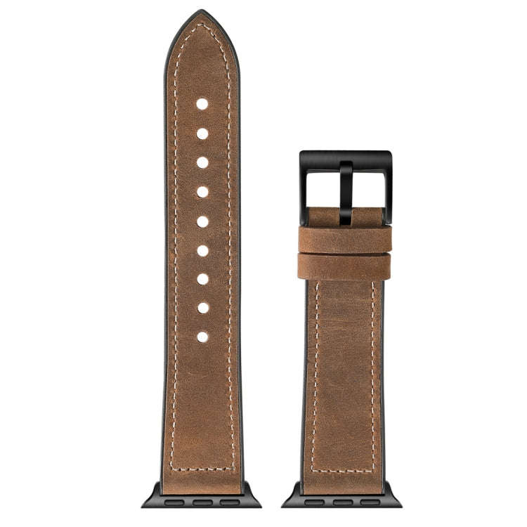 Crazy Horse Texture TPU + Stainless Steel Watch Band for Apple Watch Series 7 41mm / 6 & SE & 5 &...
