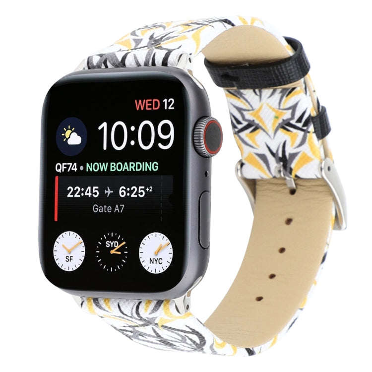 Thorns Printing Genuine Leather Watch Band for Apple Watch Series 10 42mm / 9&8&7 41mm / SE 3&SE ...