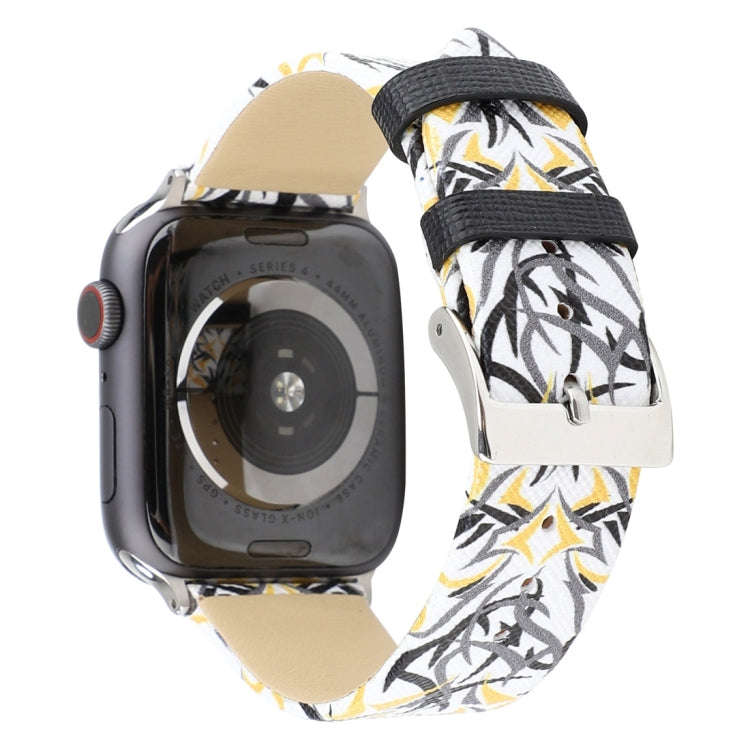 Thorns Printing Genuine Leather Watch Band for Apple Watch Series 10 42mm / 9&8&7 41mm / SE 3&SE ...