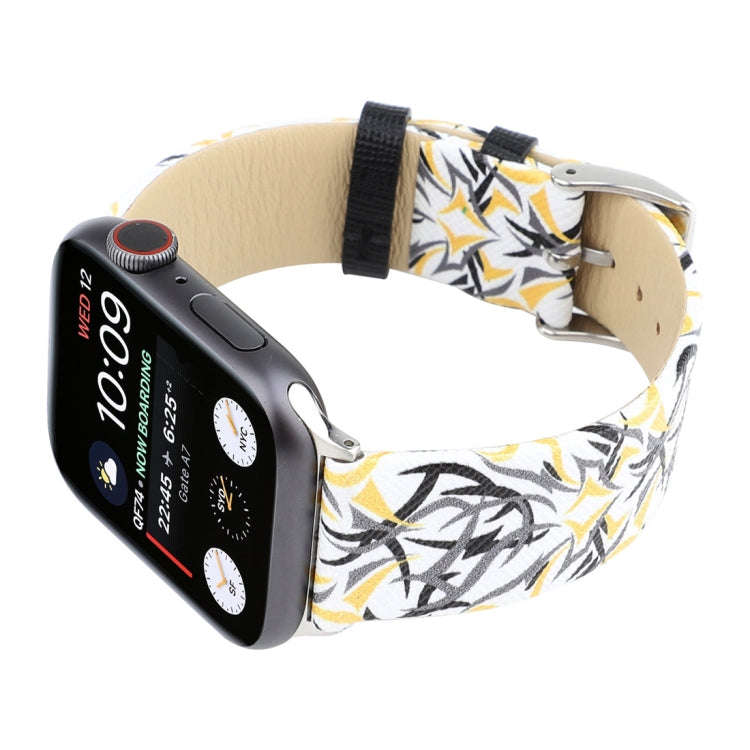 Thorns Printing Genuine Leather Watch Band for Apple Watch Series 10 42mm / 9&8&7 41mm / SE 3&SE ...