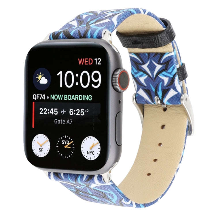 Thorns Printing Genuine Leather Watch Band for Apple Watch Series 10 42mm / 9&8&7 41mm / SE 3&SE ...