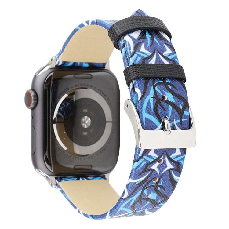 Thorns Printing Genuine Leather Watch Band for Apple Watch Series 10 42mm / 9&8&7 41mm / SE 3&SE ...