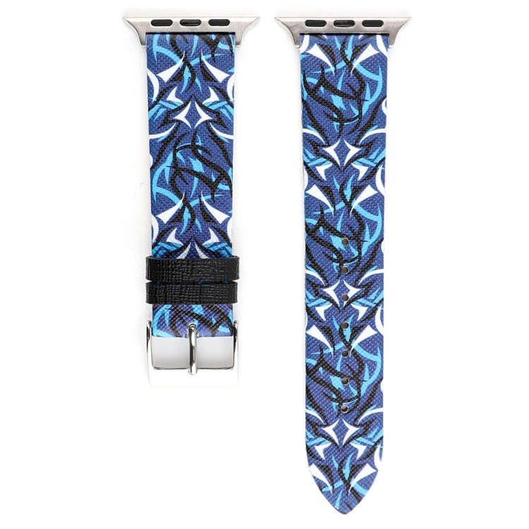 Thorns Printing Genuine Leather Watch Band for Apple Watch Series 10 42mm / 9&8&7 41mm / SE 3&SE ...