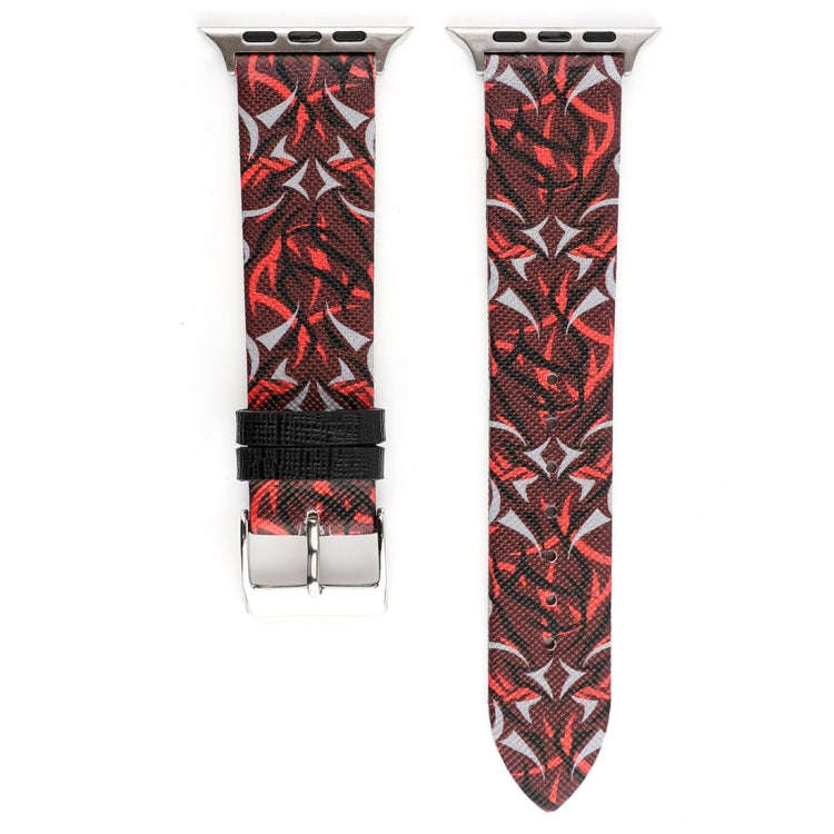 Thorns Printing Genuine Leather Watch Band for Apple Watch Series 7 41mm / 6 & SE & 5 & 4 40mm / ...