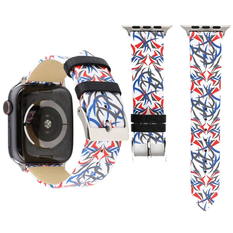Thorns Printing Genuine Leather Watch Band for Apple Watch Ultra 49mm&Watch Ultra 2 49mm / Series...