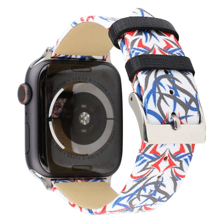 Thorns Printing Genuine Leather Watch Band for Apple Watch Ultra 49mm&Watch Ultra 2 49mm / Series...