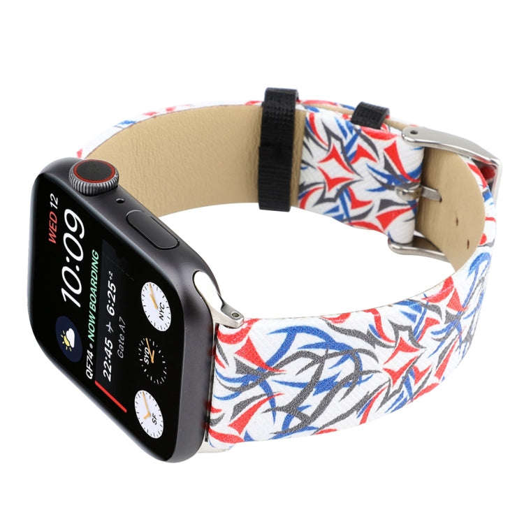 Thorns Printing Genuine Leather Watch Band for Apple Watch Ultra 49mm&Watch Ultra 2 49mm / Series...