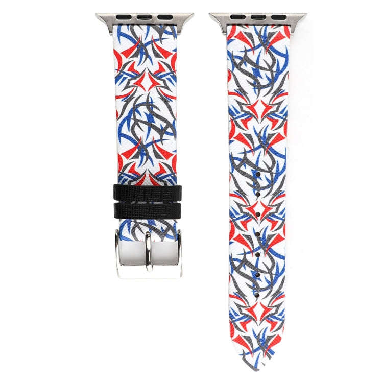 Thorns Printing Genuine Leather Watch Band for Apple Watch Ultra 49mm&Watch Ultra 2 49mm / Series...