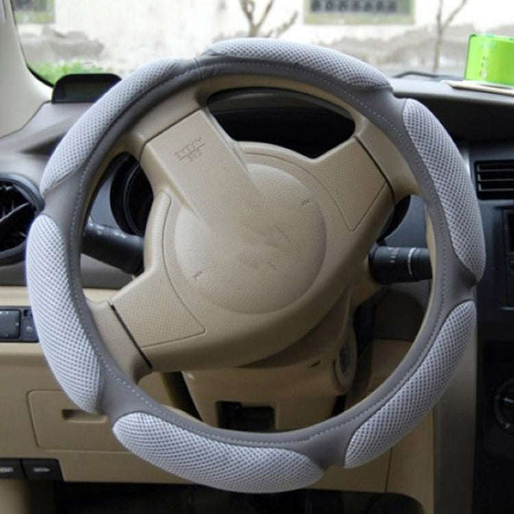 Sandwich Steering Wheel Cover (Colour: Grey and  white glue, Adaptation Steering wheel diameter: ...