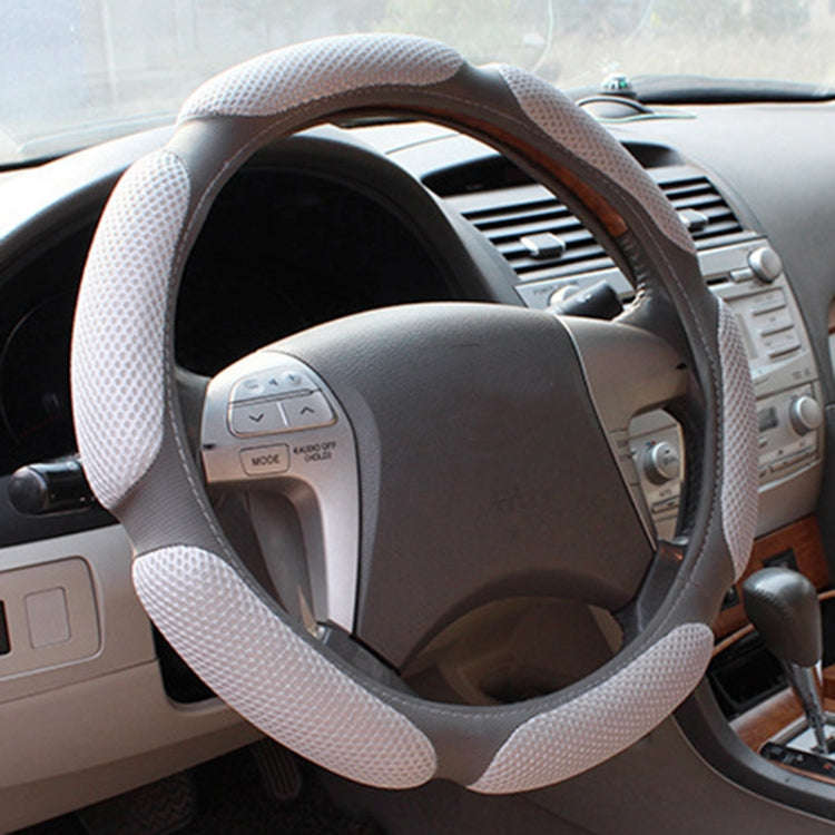 Sandwich Steering Wheel Cover (Colour: Grey and  white glue, Adaptation Steering wheel diameter: ...
