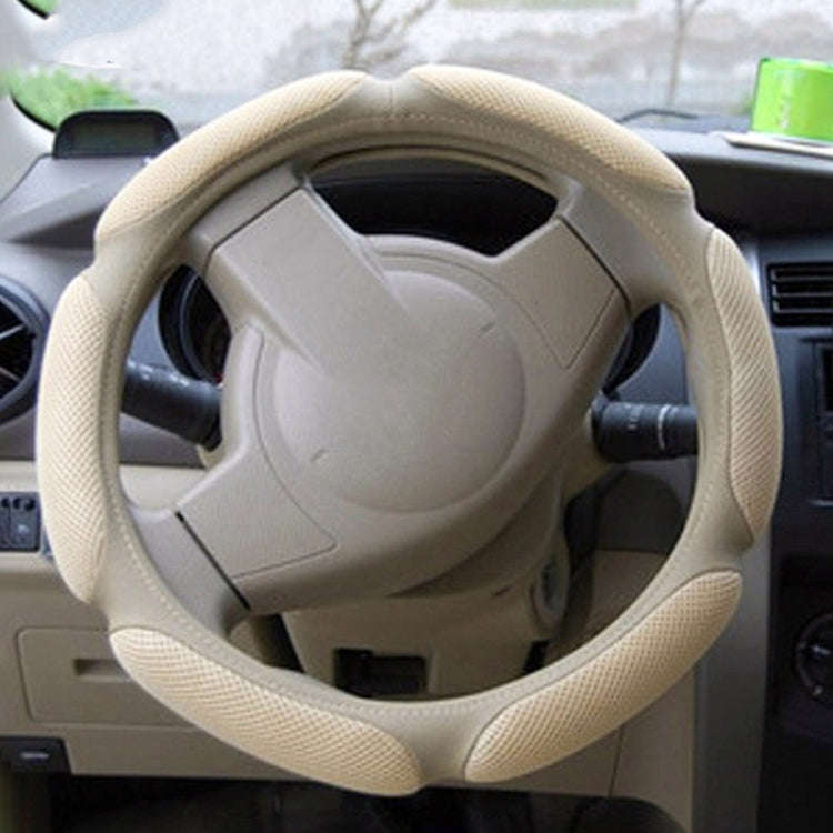 Sandwich Steering Wheel Cover (Colour: Beige and white glue, Adaptation Steering wheel diameter: ...