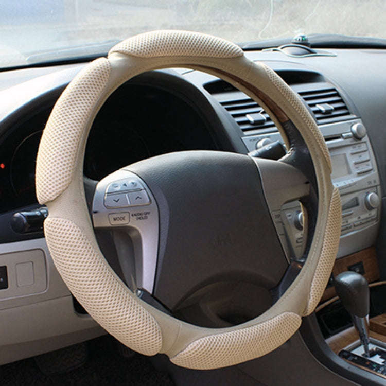 Sandwich Steering Wheel Cover (Colour: Beige and white glue, Adaptation Steering wheel diameter: ...