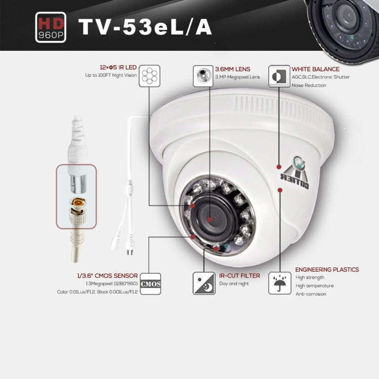 531eA CE & RoHS Certificated Waterproof  3.6mm 3MP Lens AHD Camera with 12 IR LED, Support Night ...