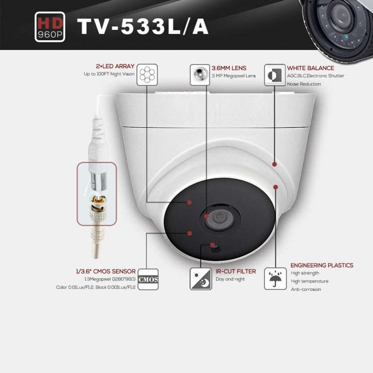 533A CE & RoHS Certificated Waterproof 3.6mm 3MP Lens AHD Camera with 2 IR LED Arrays, Support Ni...