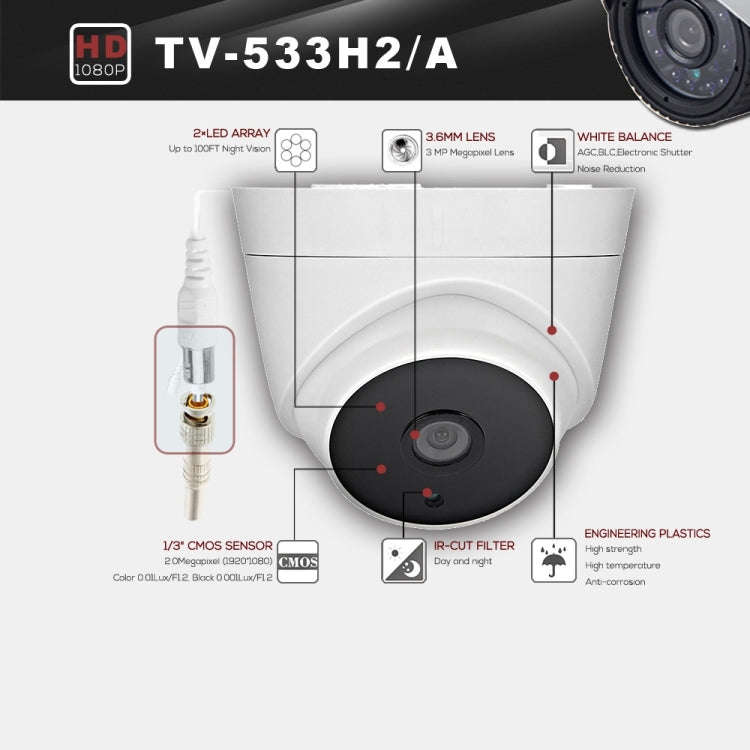 533A CE & RoHS Certificated Waterproof 3.6mm 3MP Lens AHD Camera with 2 IR LED Arrays, Support Ni...