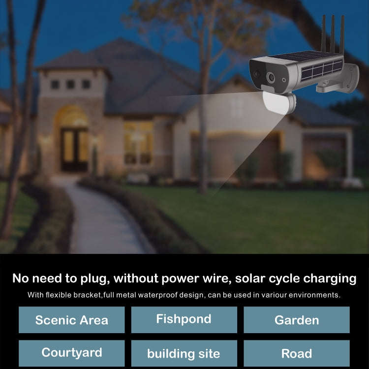 T8 1080P Full HD Solar Battery Ultra Low Power Sound Light Alarm Network Camera, Support Motion D...