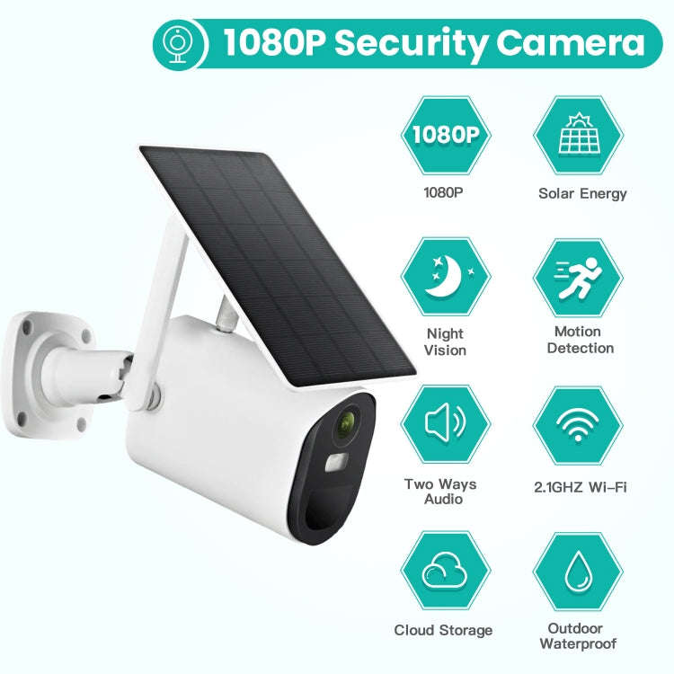 T20 1080P Full HD Solar Powered WiFi Camera, Support Motion Detection, Night Vision, Two Way Audi...
