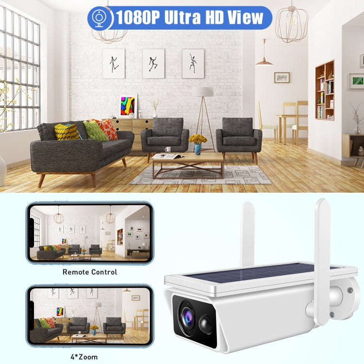 T13-2 1080P HD Solar Powered 2.4GHz WiFi Security Camera with Battery, Support Motion Detection, ...