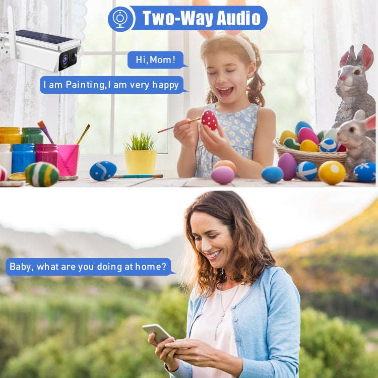 T13-2 1080P HD Solar Powered 2.4GHz WiFi Security Camera with Battery, Support Motion Detection, ...