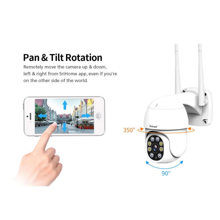 Sricam SP028 1080P HD Outdoor PTZ Camera, Support Two Way Audio / Motion Detection / Humanoid Det...