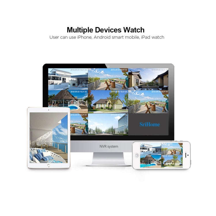SriHome NVS001+IPC029 1080P 4-Channel NVR Kit Wireless Security Camera System, Support Humanoid D...
